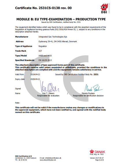 a400 a410 dbi certificate